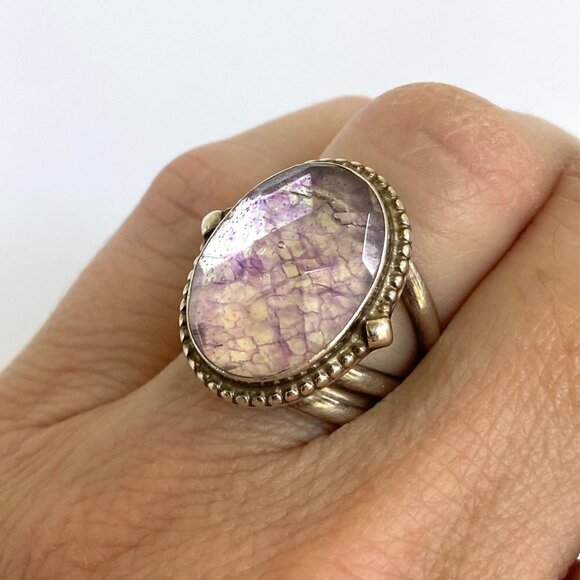 Sterling Silver 925 Jay King DTR Oval Faceted Dyed Quartz Triple Band Ring 6.5 - Picture 2 of 16